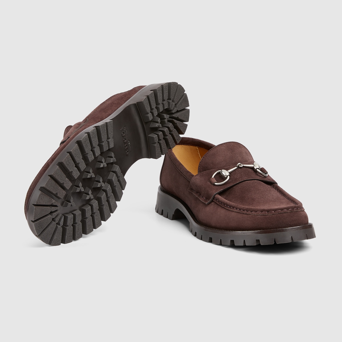Men s loafer with Horsebit in dark brown suede GUCCI Canada