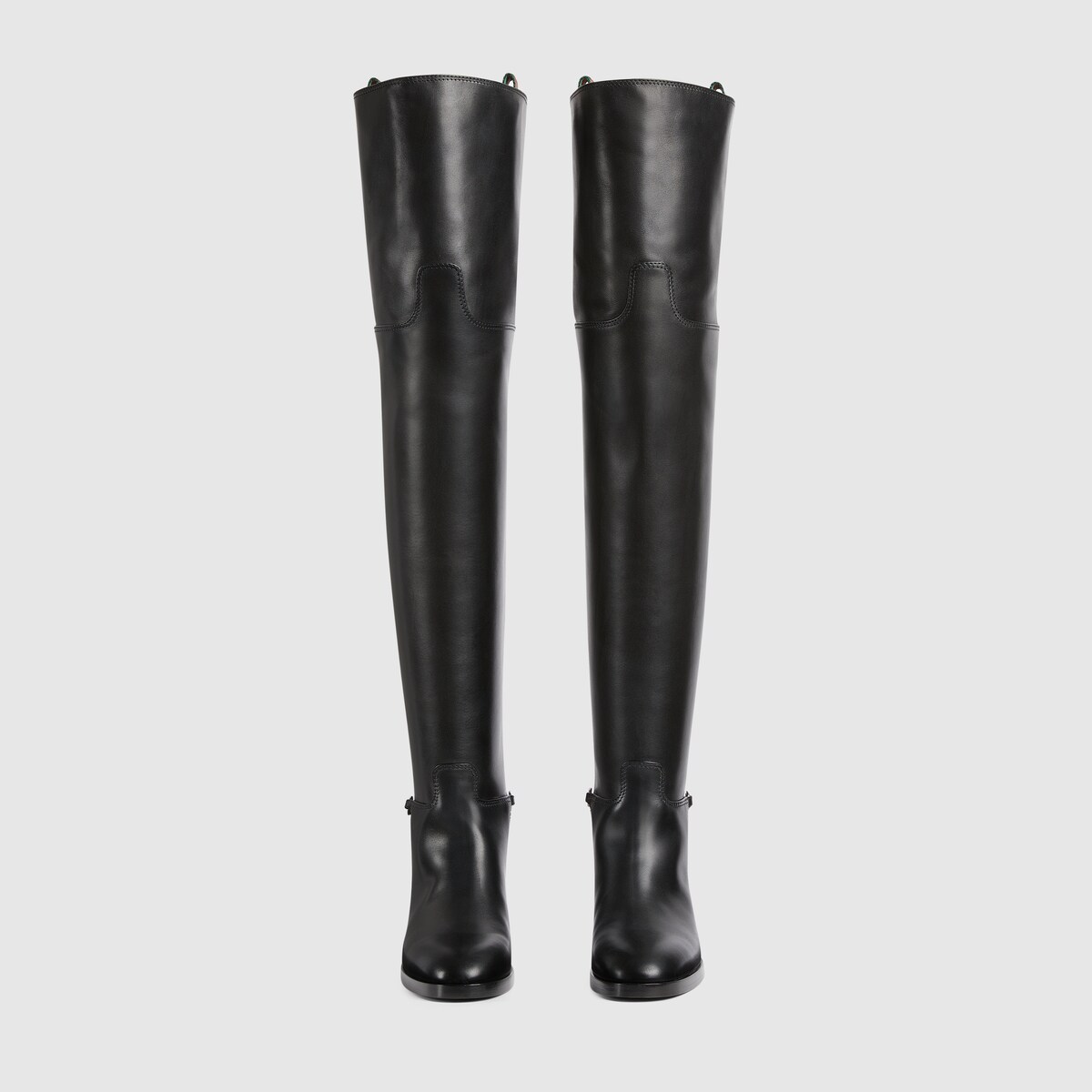 Women s slim Horsebit knee high boot in black leather GUCCI Australia