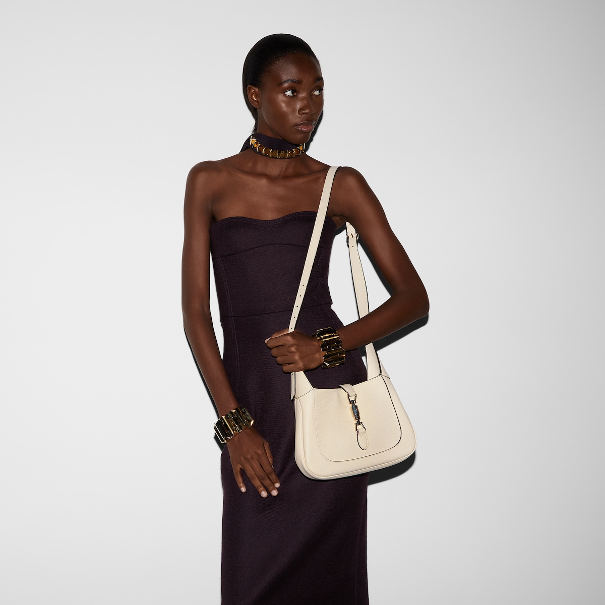 グッチ ジャッキー 1961〕ミディアムバッグ ・アイボリー レザー