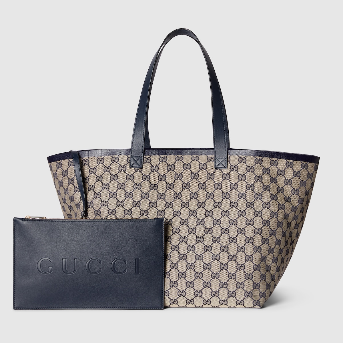 MittelgroBer Gucci Totissima Shopper in beigefarbener und blauer GG Canvas GUCCI DE