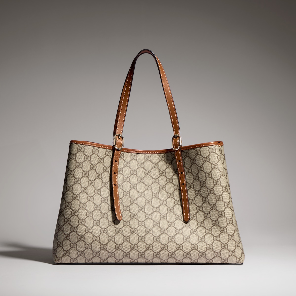 GG Emblem large tote bag in beige and brown GG fabric - thumbnail 8