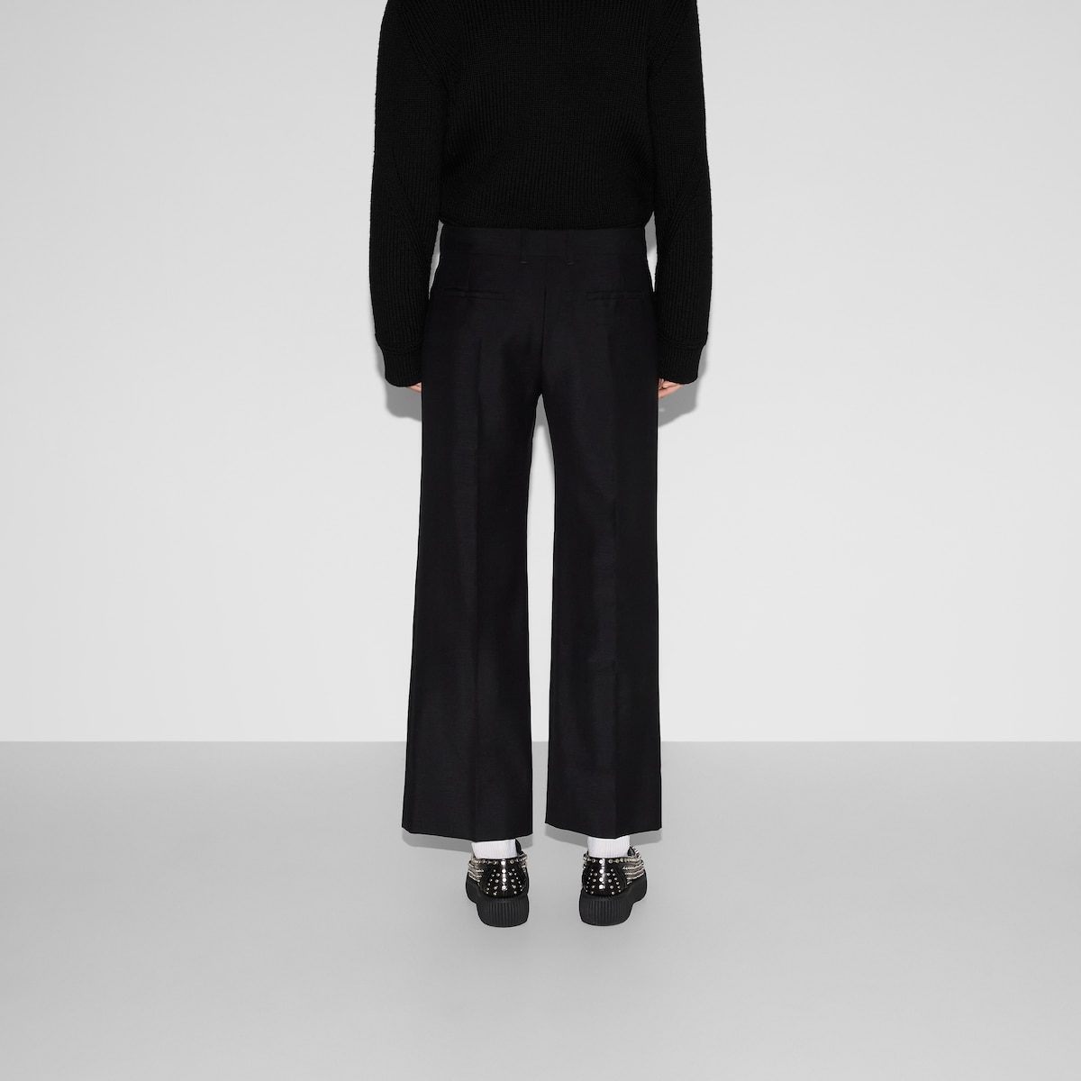 パンツ GUCCI Black Wool Blend Pant 38 NEW $900 GUCCI RUNWAY Black Wool Mohair Rigid Texture