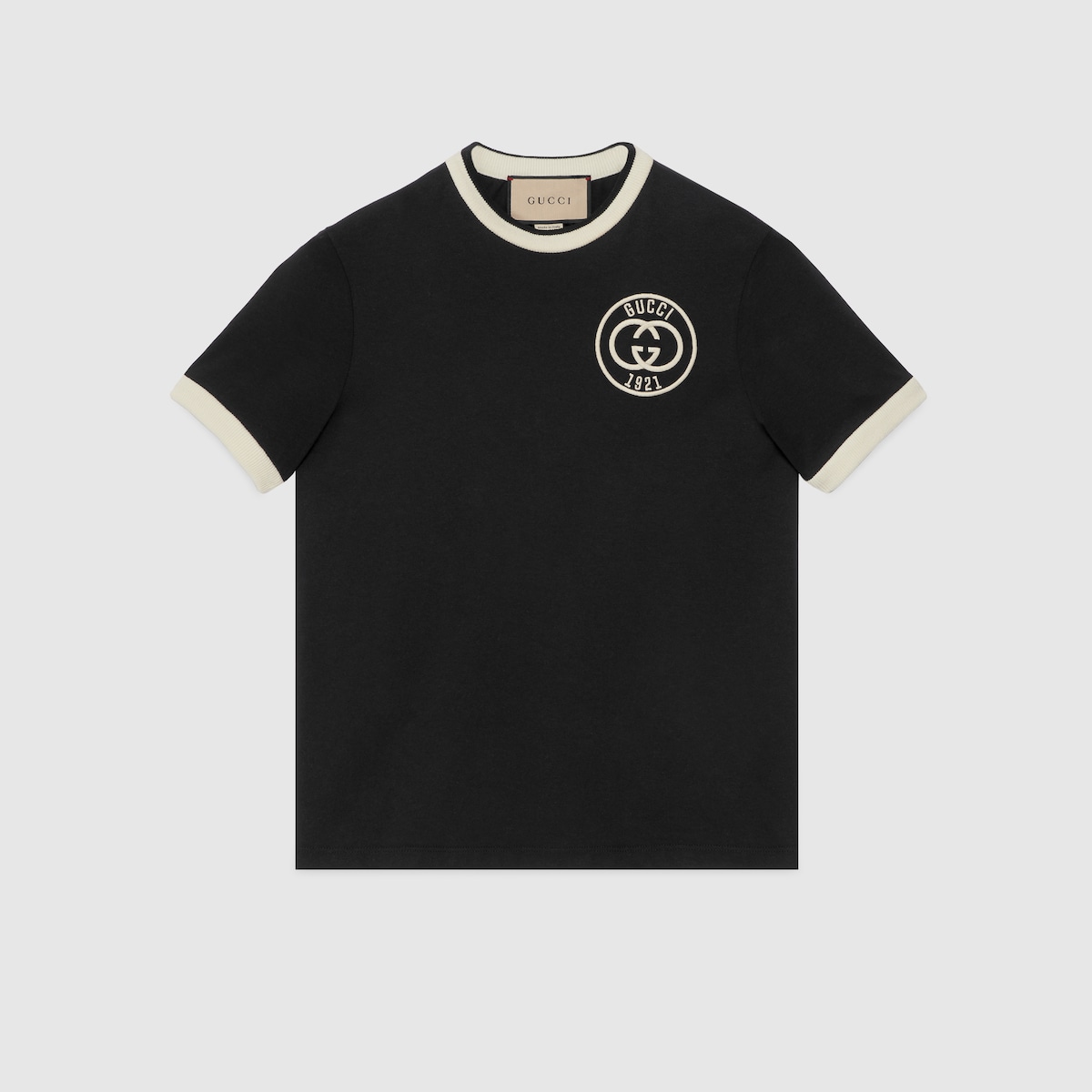 T-shirt en jersey de coton avec broderie en noir | GUCCI® FR