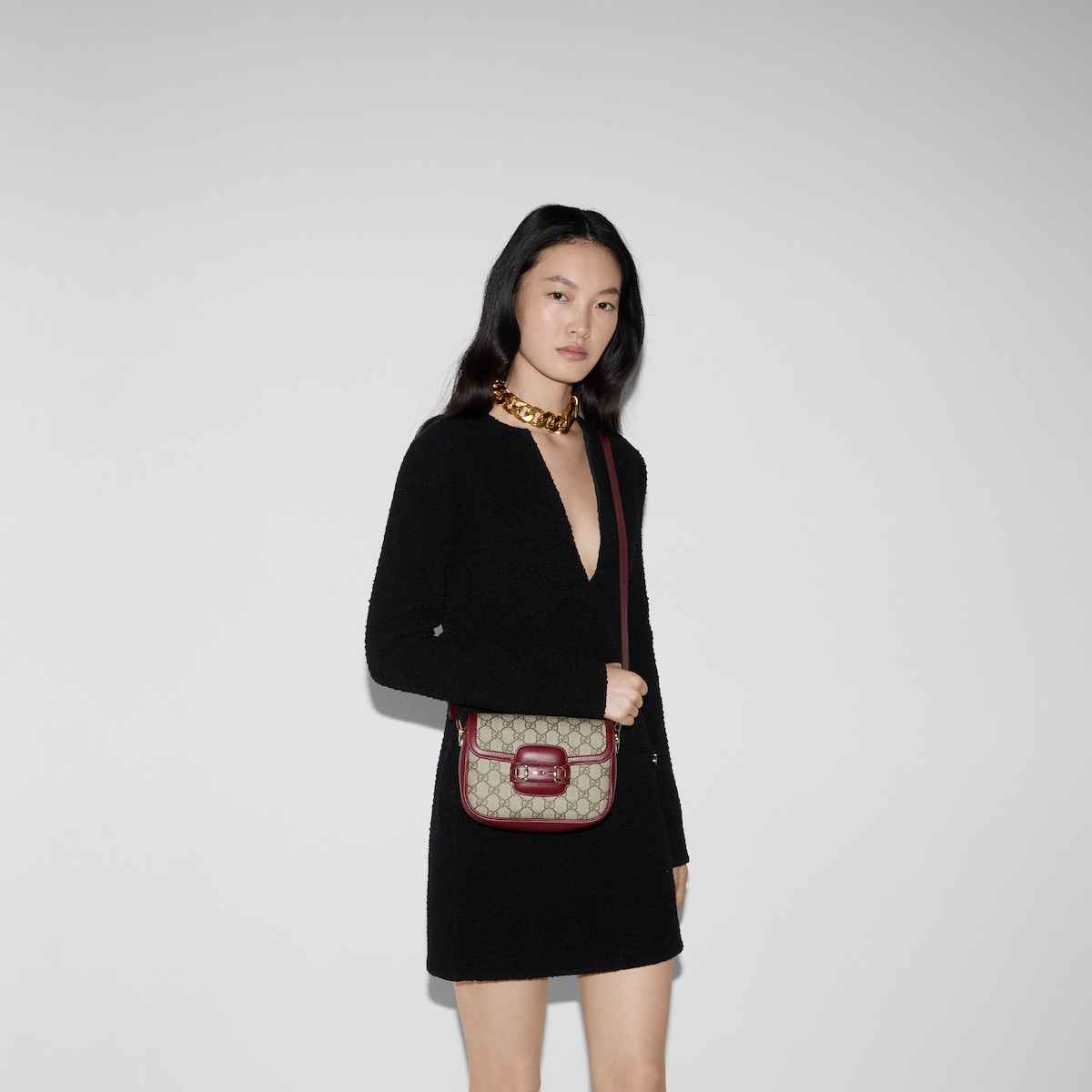 Gucci Horsebit 1955 Soft small shoulder bag in beige and