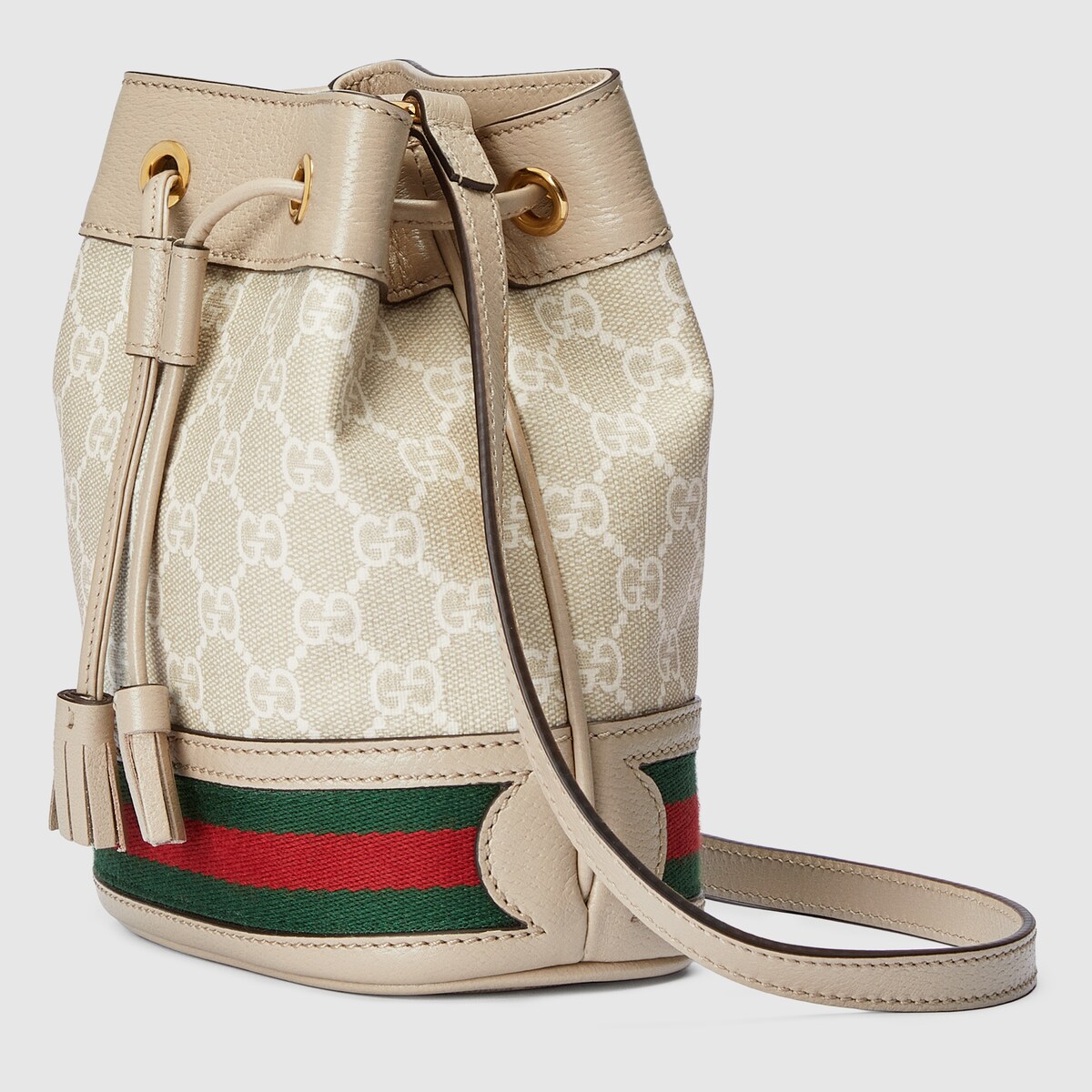 Ophidia mini bucket bag in beige and white canvas GUCCI Canada