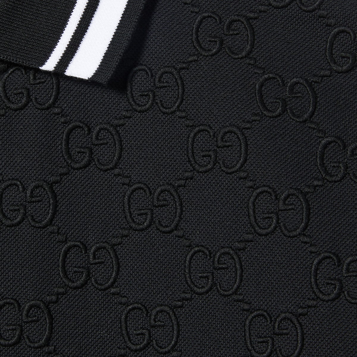 GG stretch cotton polo in black and white - thumbnail 2