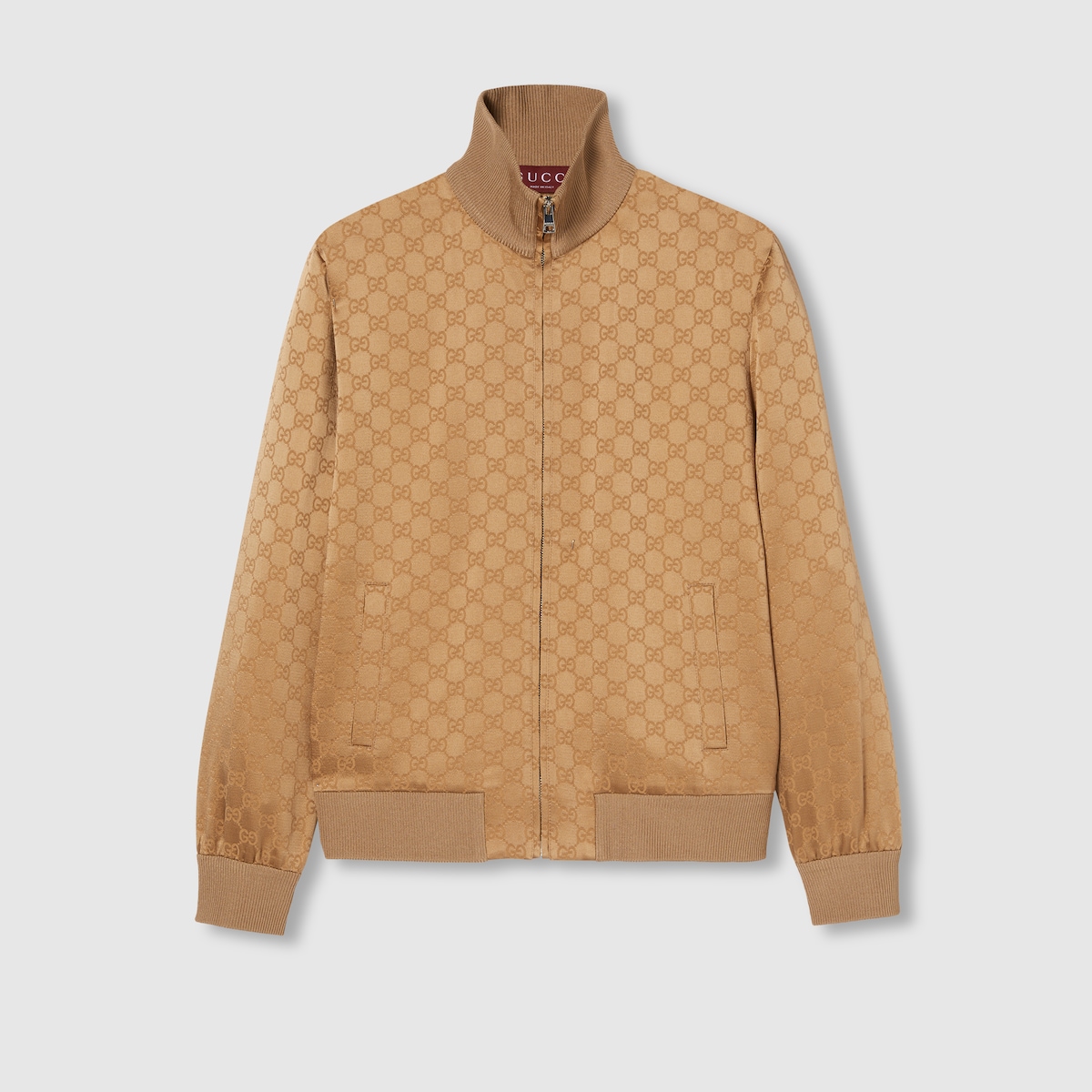 GG jacquard zip jacket in camel | GUCCI® US