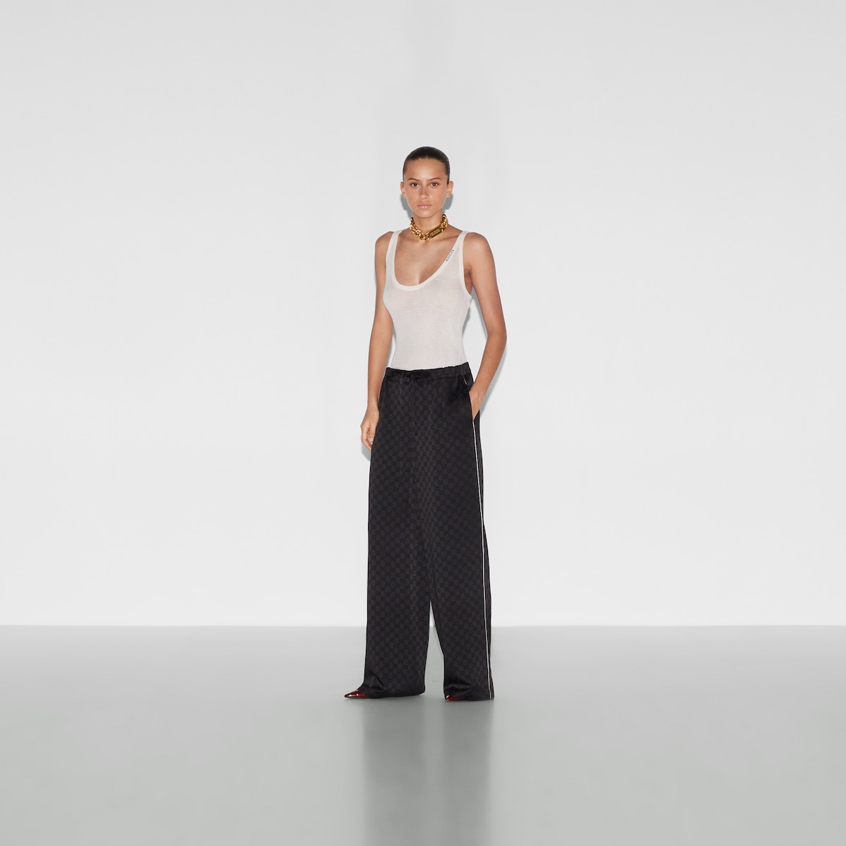 パンツ Gucci Black Viscose Blend Pant GG cotton viscose formal pant in black | GUCCI® US