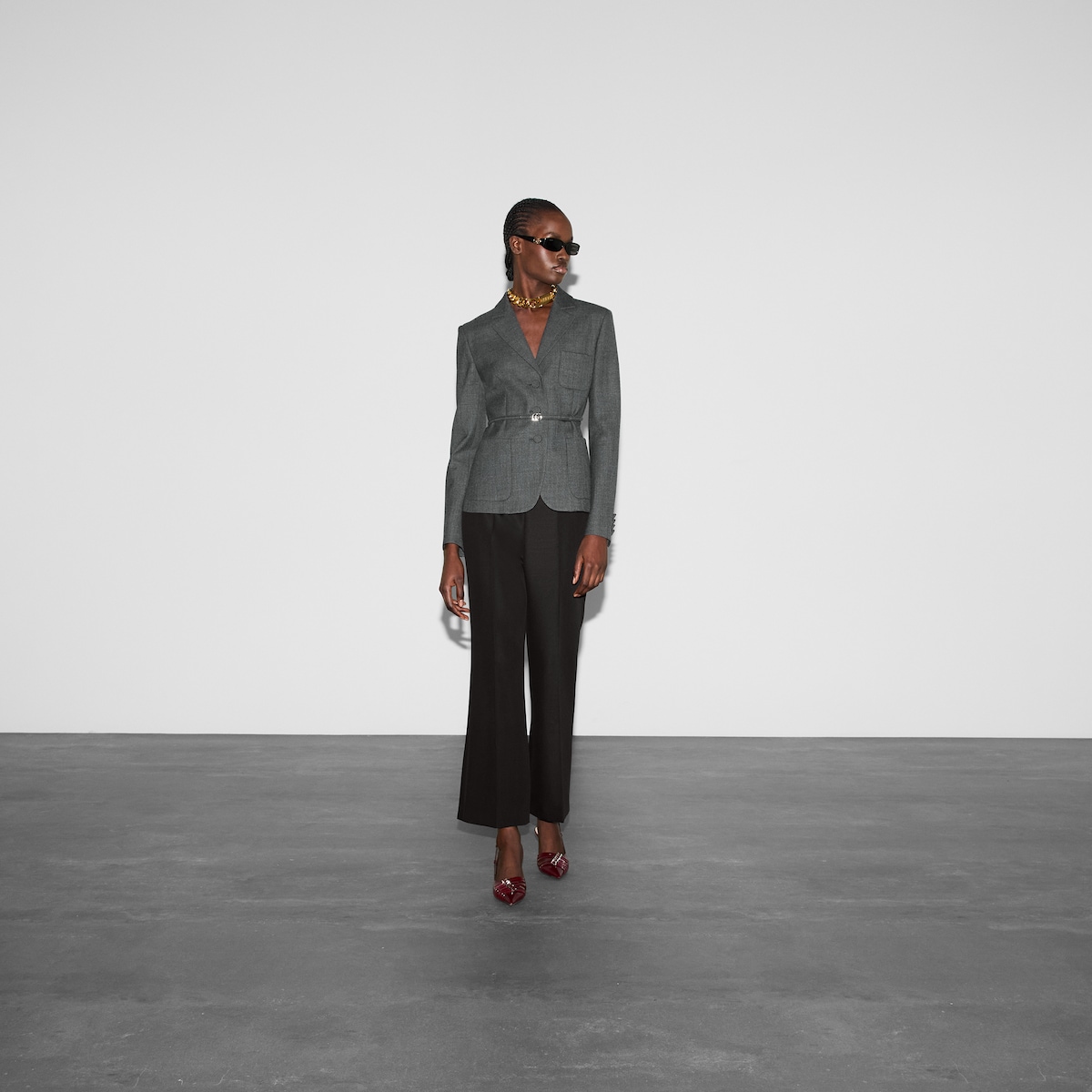 Single breasted wool grisaille jacket