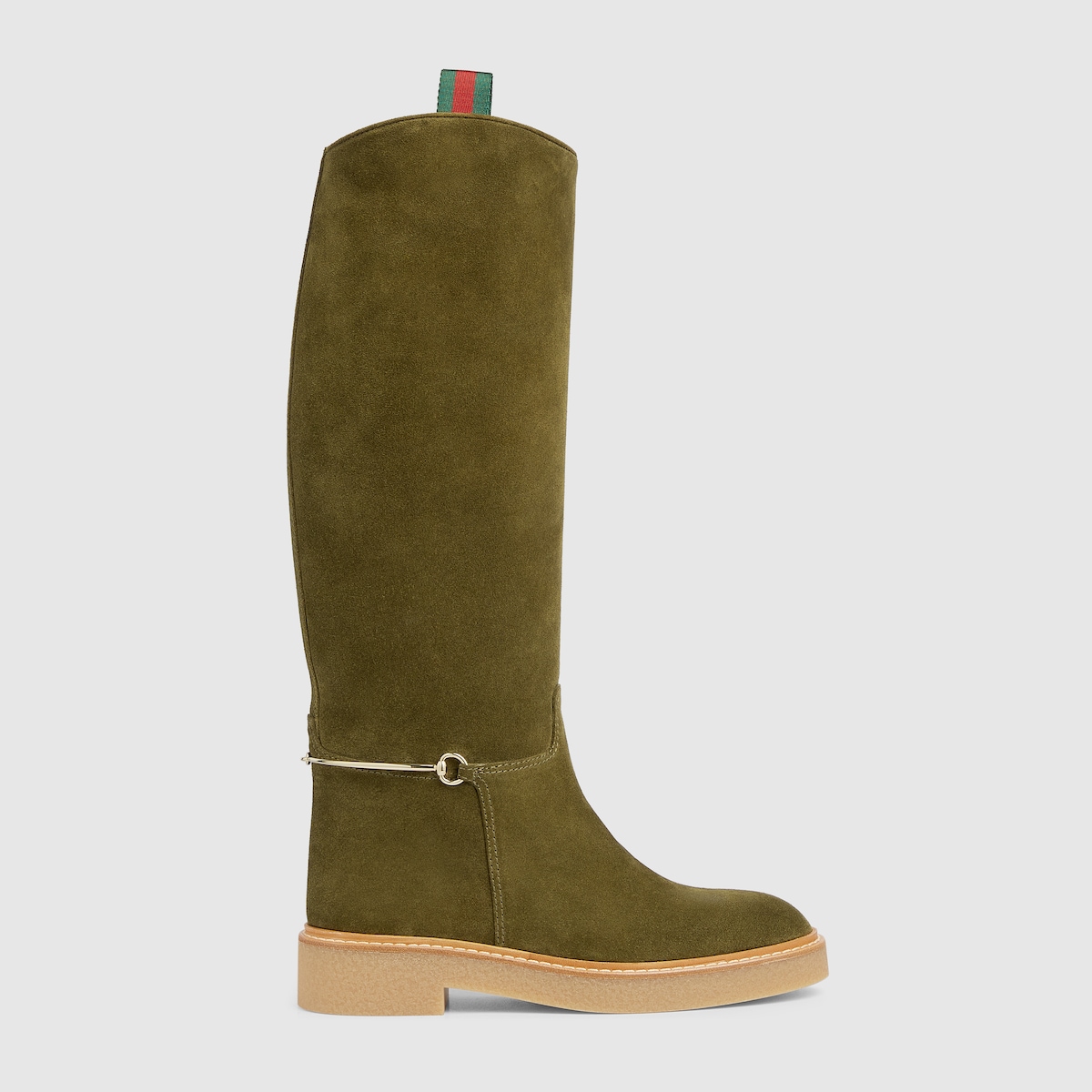 Women s slim Horsebit boot in dark green suede GUCCI GR