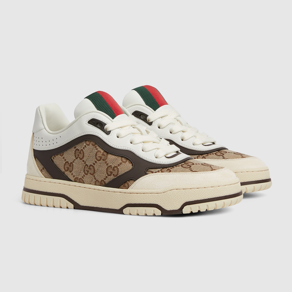 【GUCCI】RE-WEB グッチ リウェブ スニーカー 807057AADHW Women's Gucci Re-Web sneaker in beige and ebony GG canvas
