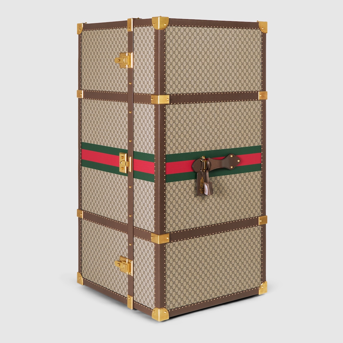 Gucci Savoy maxi rigid shoe trunk in beige and ebony GG Supreme