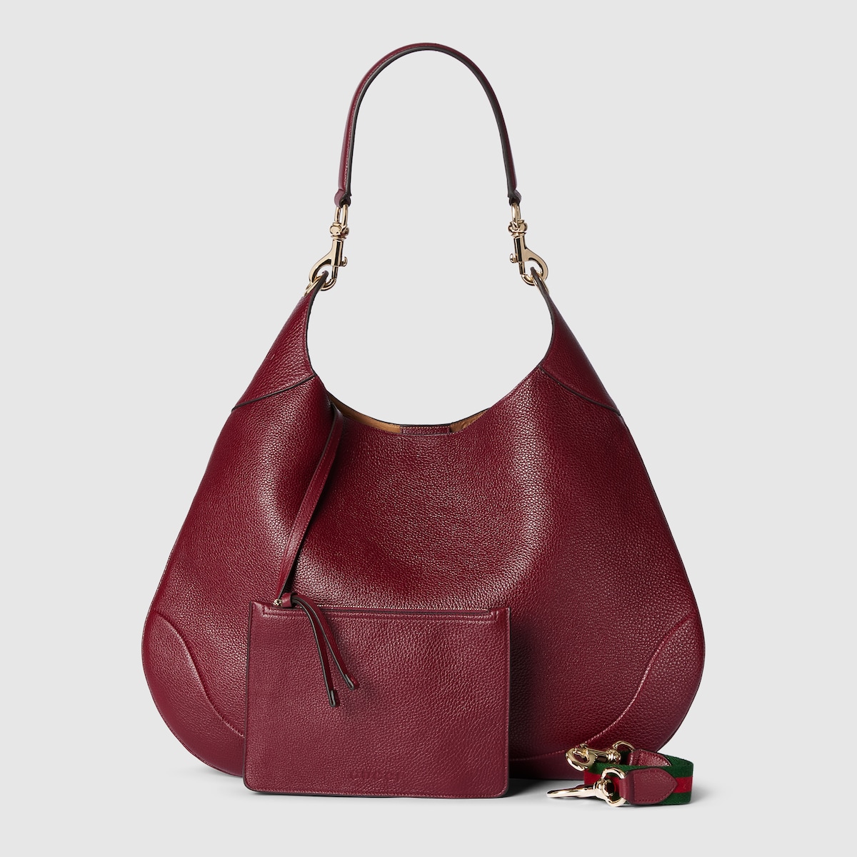 Gucci B large shoulder bag in Rosso Ancora red leather