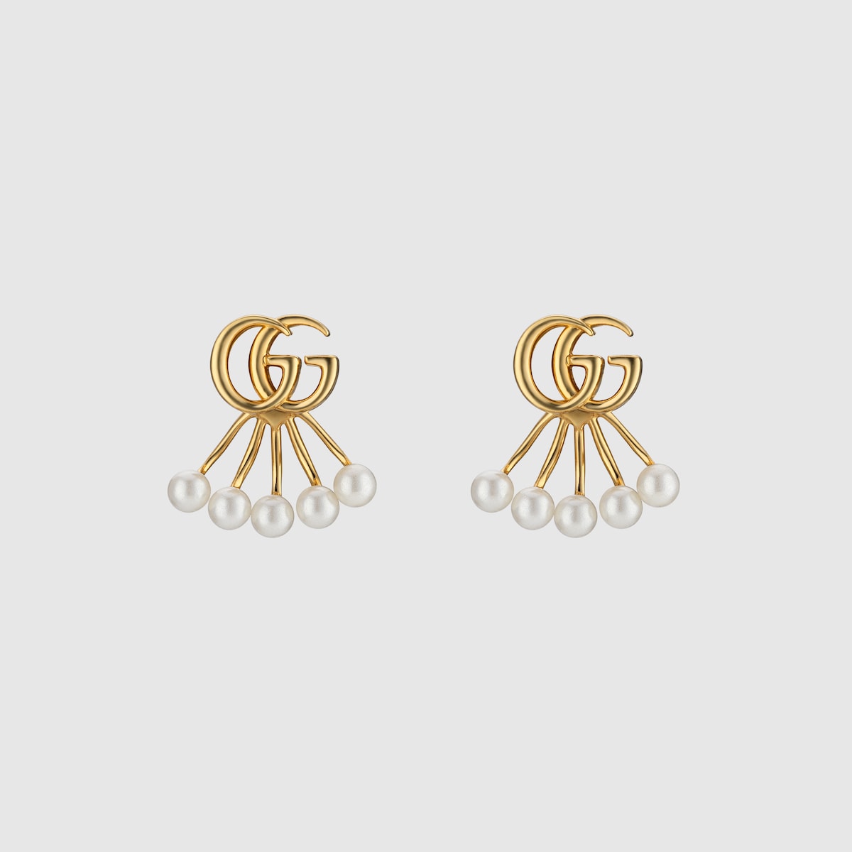 25SS グッチ GGマーモントクリスタルジャケットイヤリング GG Marmont crystal jacket earrings in yellow gold-toned
