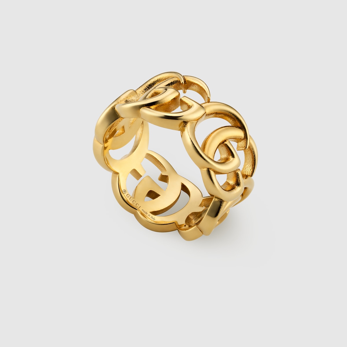 GG Marmont interlinking wide ring in yellow gold-toned metal