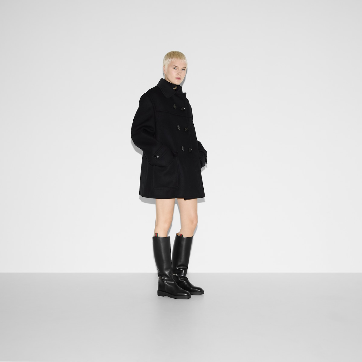 Women's slim Horsebit boot in black leather | GUCCI® US