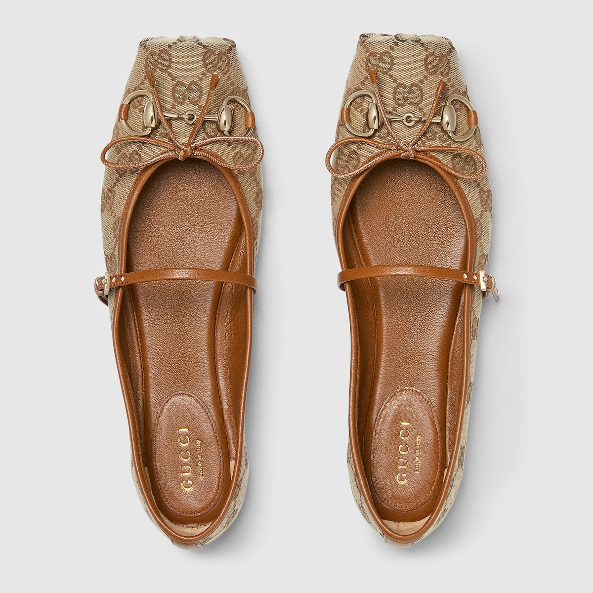 Women's Gucci Horsebit ballet flat in blue GG denim - thumbnail 3
