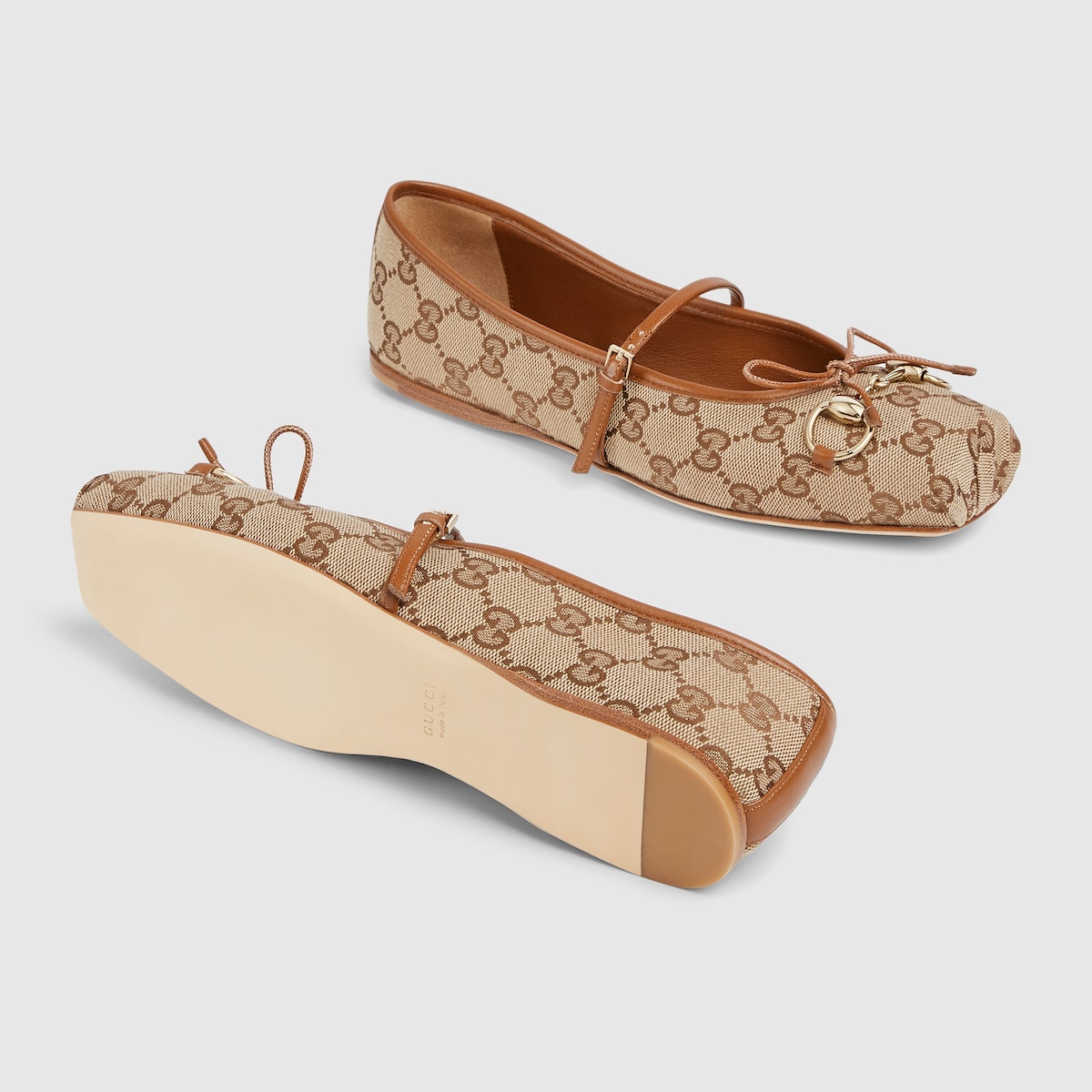 Women's Gucci Horsebit ballet flat in blue GG denim - thumbnail 2