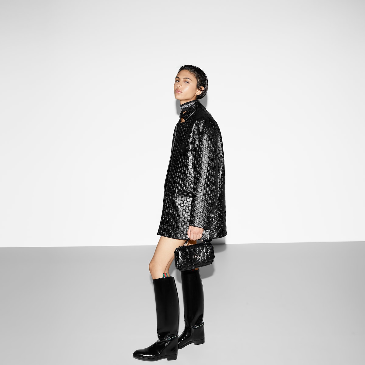 GG Milano small top handle bag in black GG leather | GUCCI® US