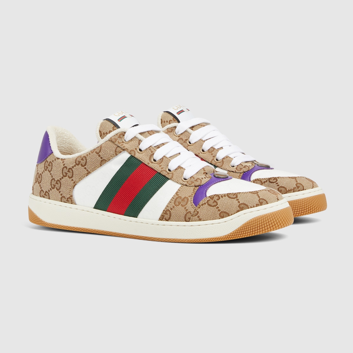 Men s Screener sneaker in beige and dark brown Original GG canvas GUCCI UK