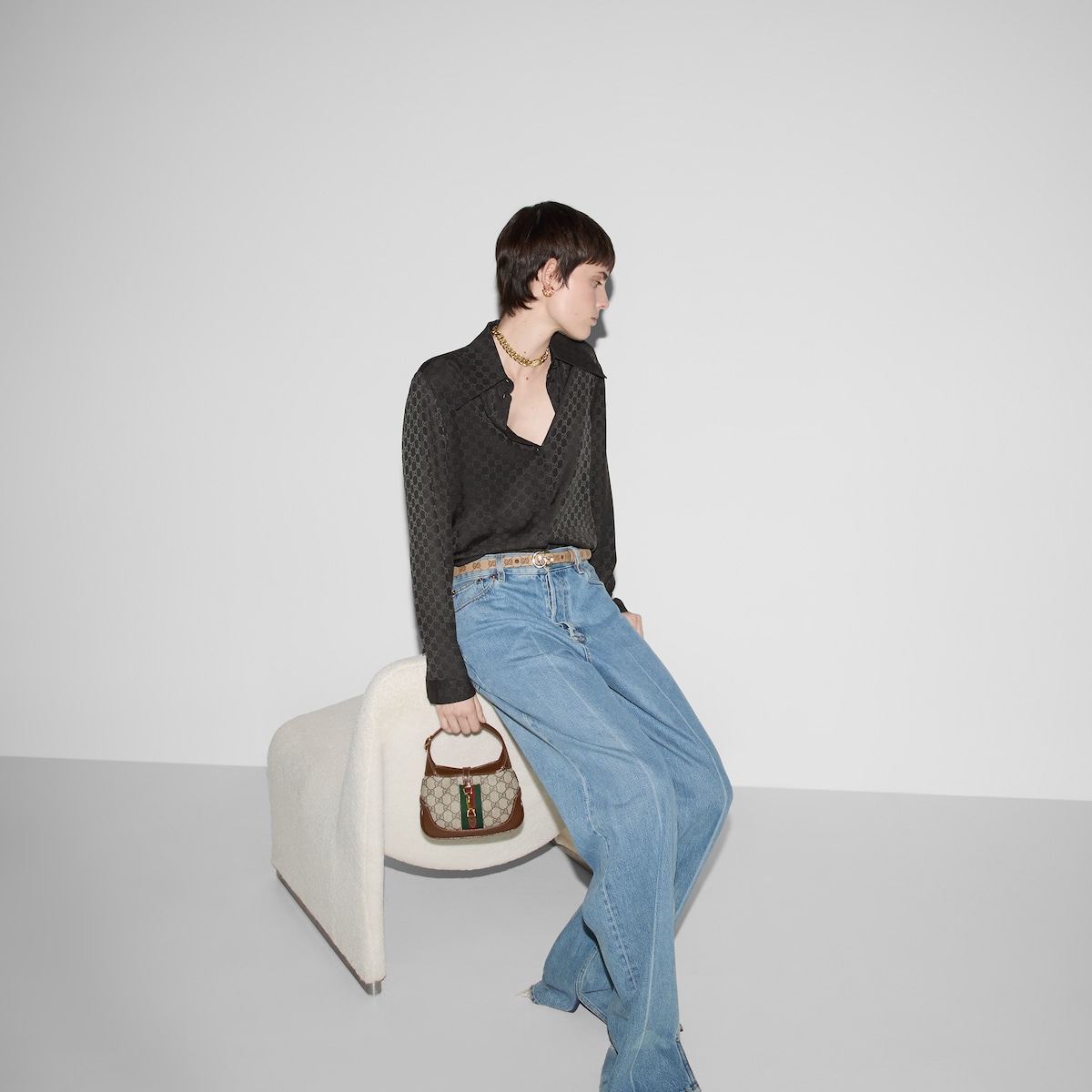 美品⭐︎GUCCI GGロゴ　シルクシャツ 794907_Z7ARD_4019_001_100_0000