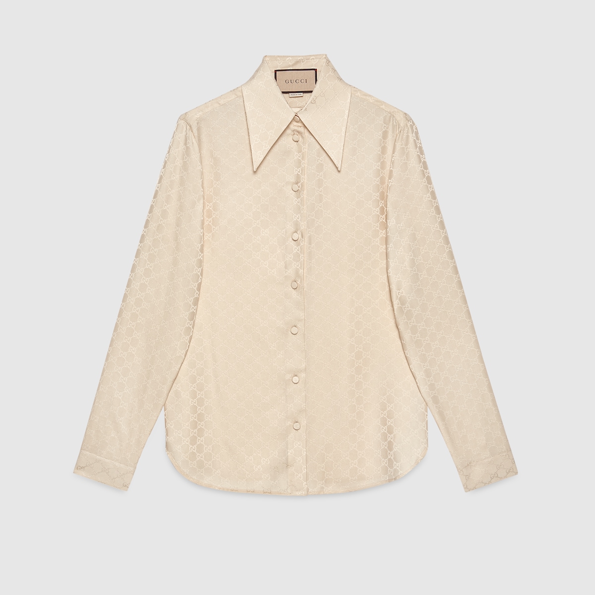 GUCCI アイボリー レース ジャンパー GG silk crepe shirt in ivory | GUCCI® US