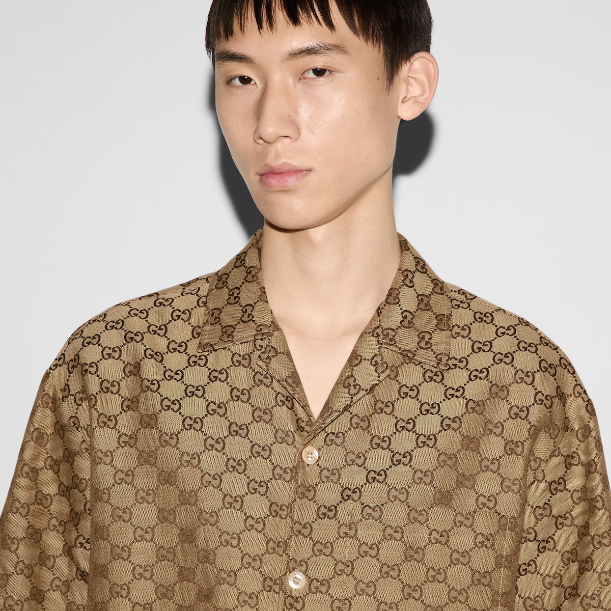 グッチ メンズ ウェアGGリネン ブレンド キャンバス シャツ