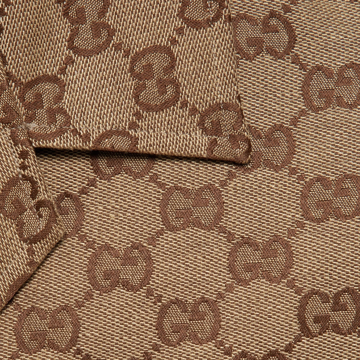 GG linen blend canvas shirt in camel and ebony GUCCI Canada