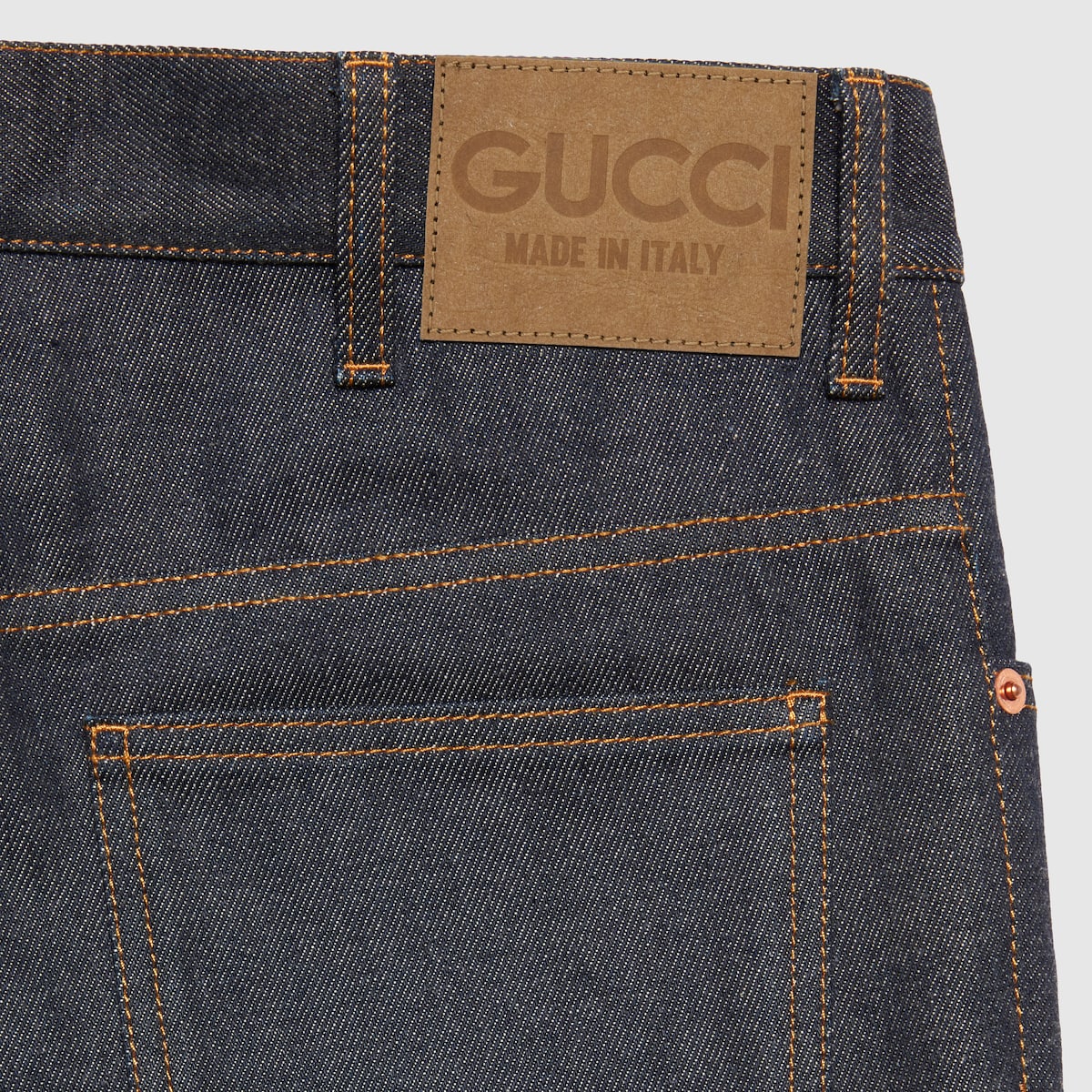 Denim pant with cuffs in dark blue | GUCCI® US
