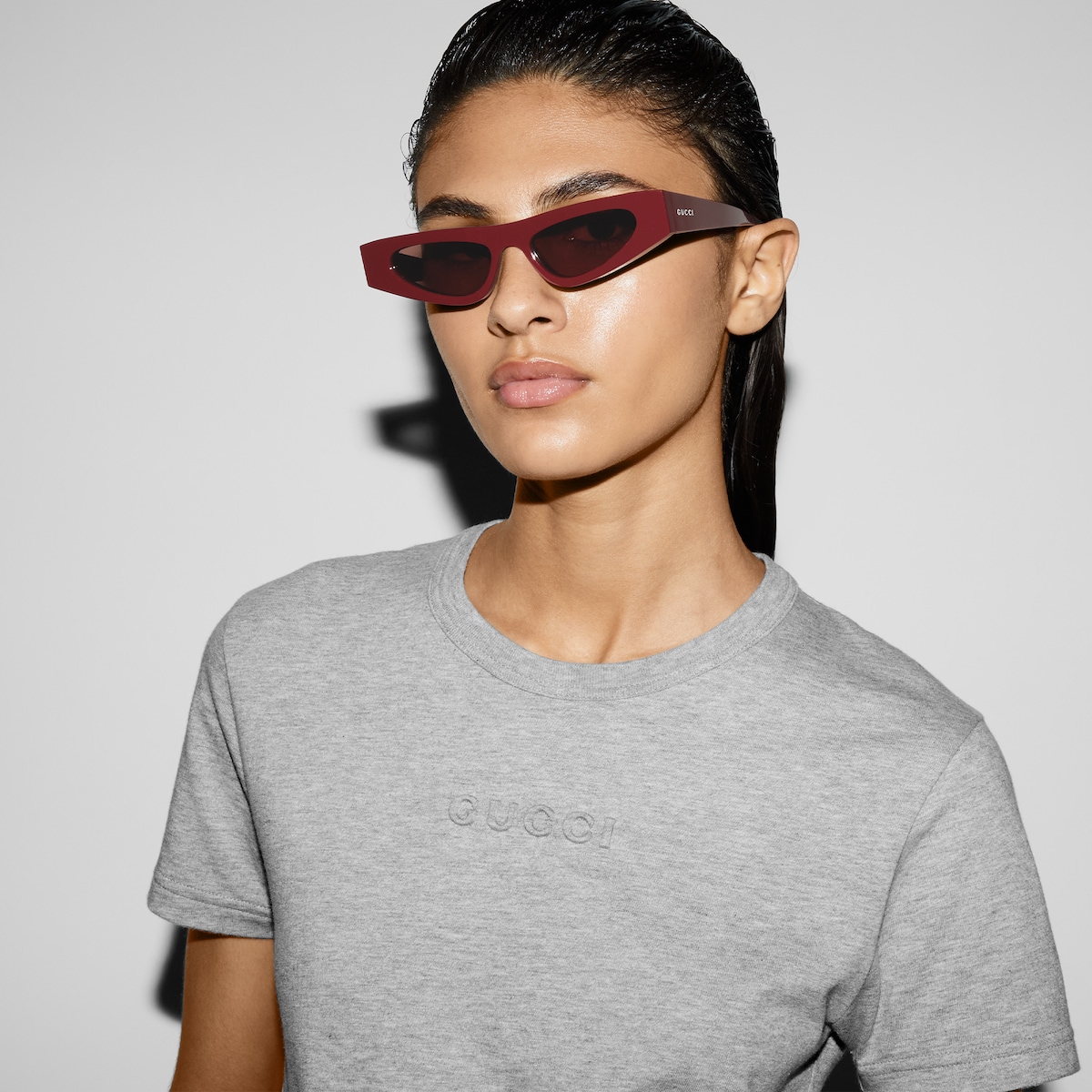 GUCCI Tシャツ グレー ☆GUCCI グッチ プリント コットンジャージー グレーTシャツ