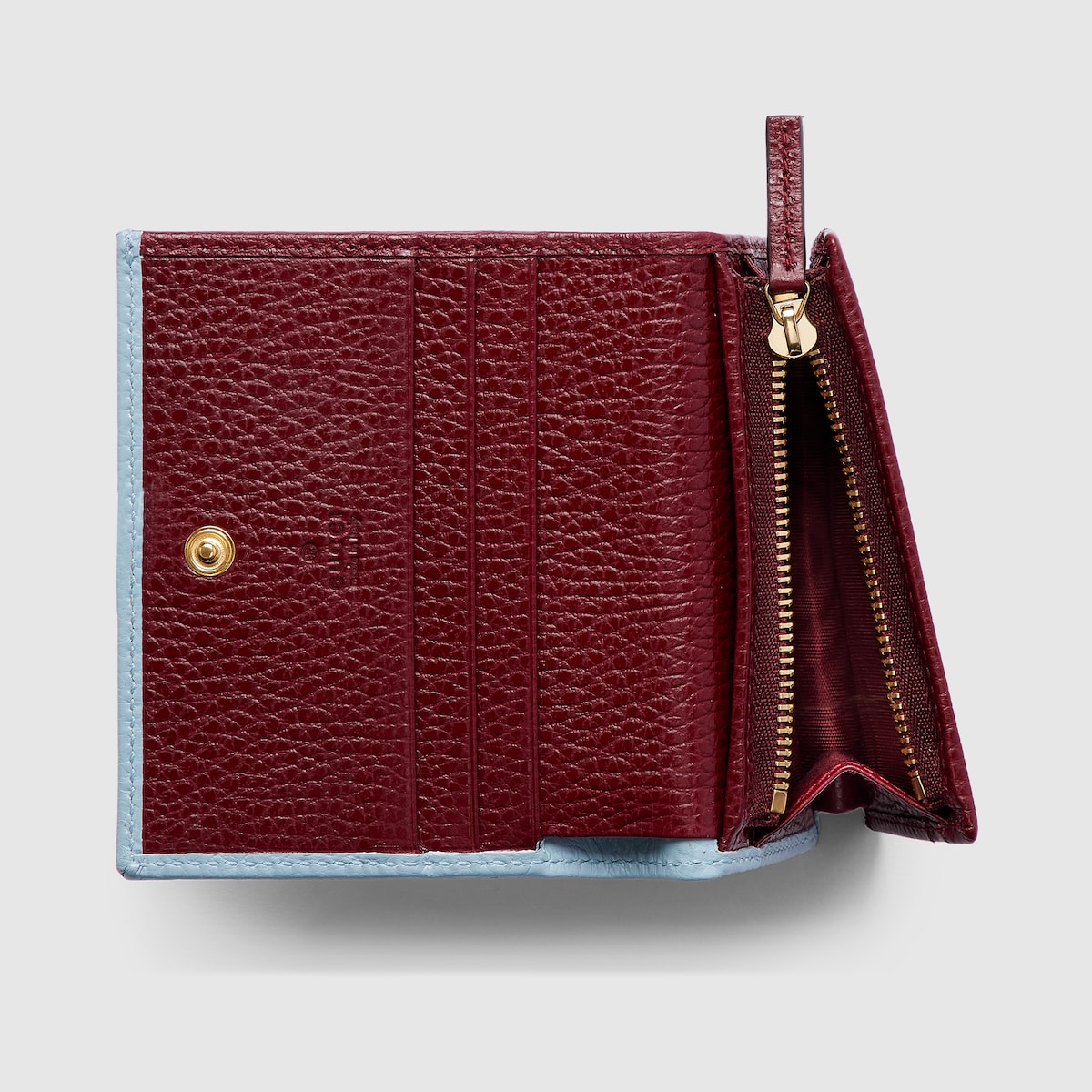Bi-color GG Marmont small wallet in light blue leather