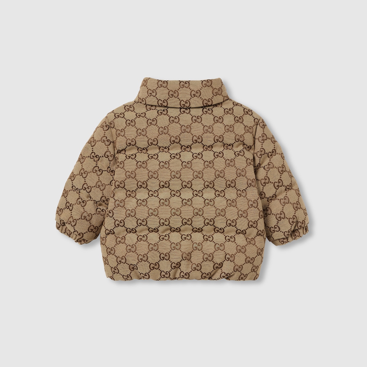 Baby GG canvas padded jacket in camel and dark brown | GUCCI® US
