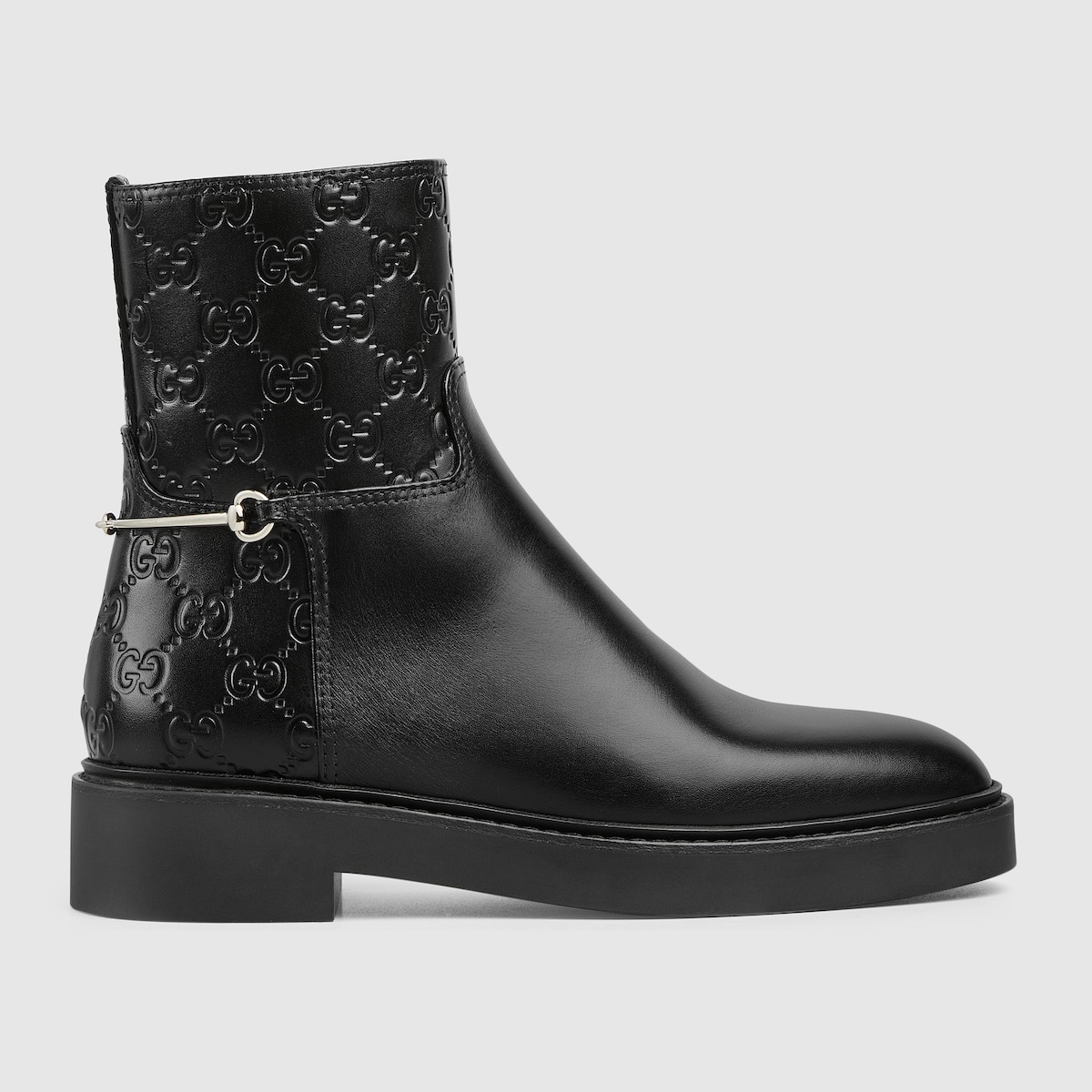Stivaletto donna con Morsetto slim in pelle GG nera GUCCI Italia