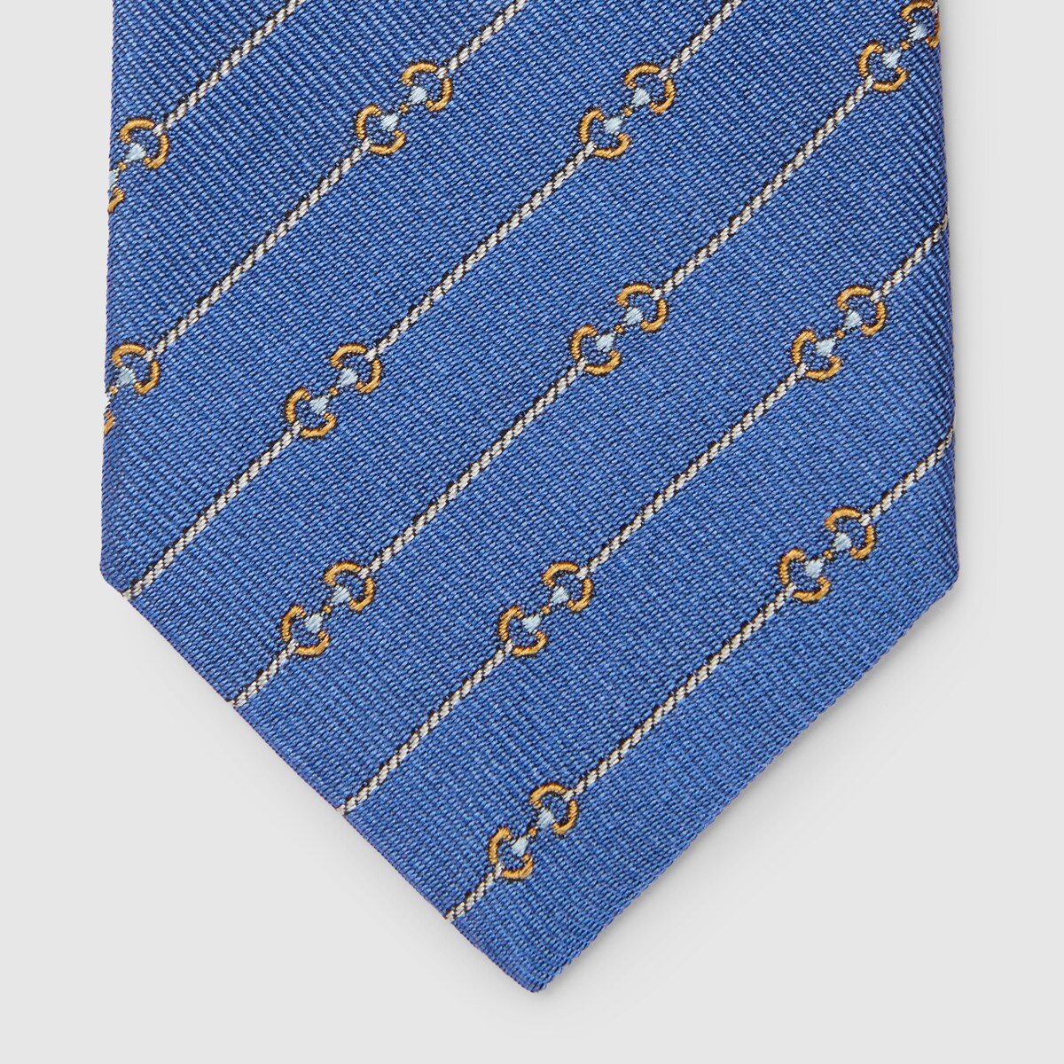 【関税&送料込み】Gucci Horsebit Tie Horsebit silk jacquard tie in blue and yellow | GUCCI® US