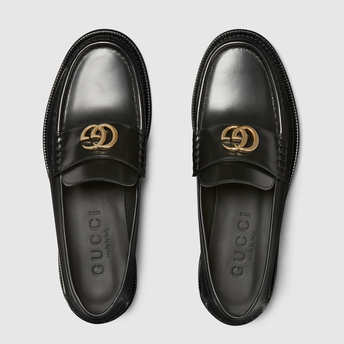 Women's loafer with Double G in black leather | GUCCI® US