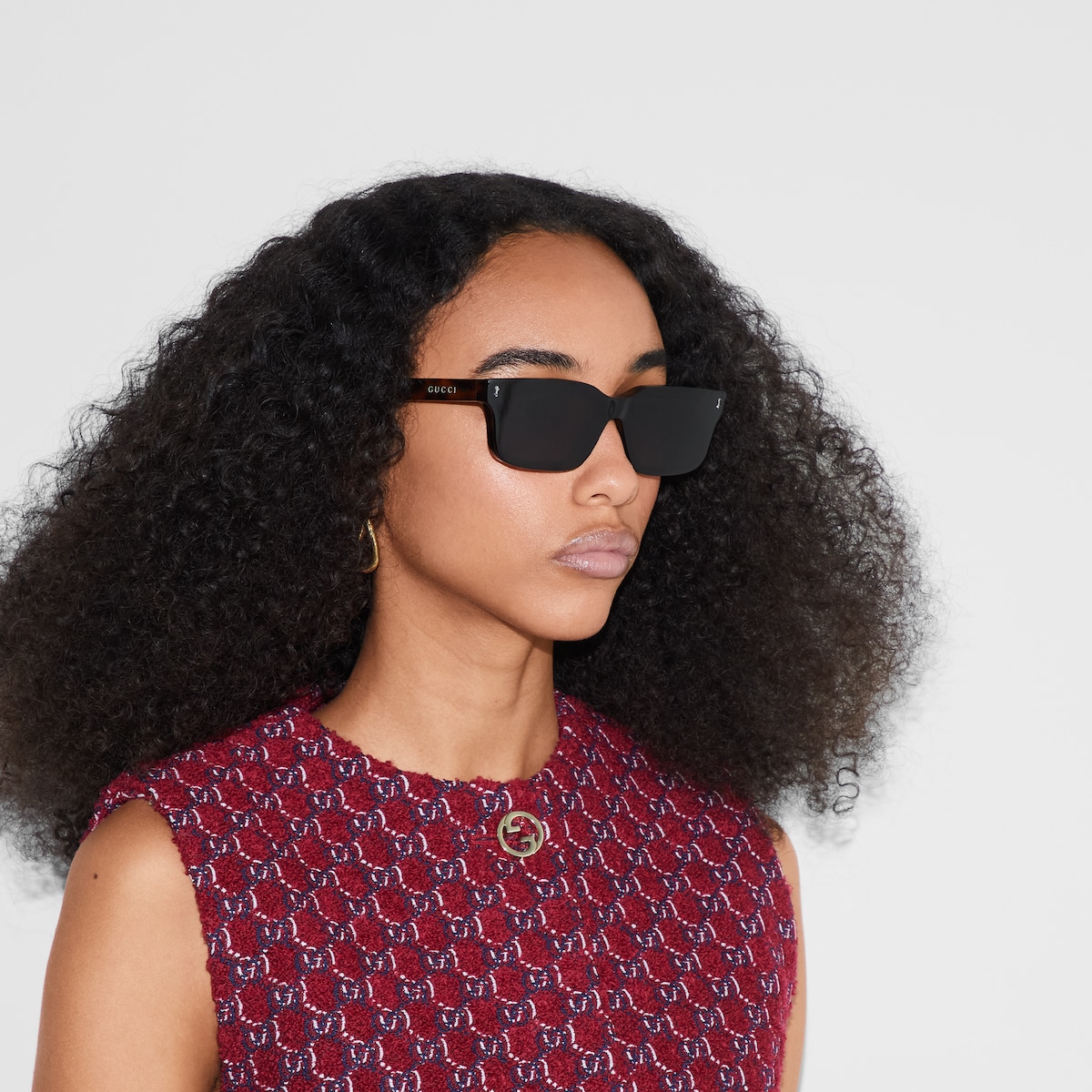 na❤︎ Rectangular frame sunglasses in tortoiseshell acetate