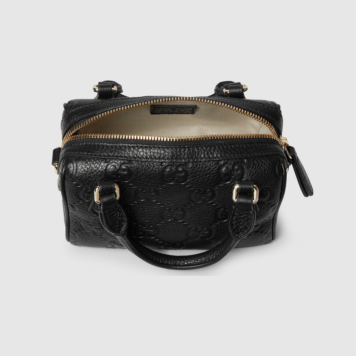 トートバッグ GUCCI FW25 MINI GG EMBLEM (815256 AAEEM 1000) GG Emblem mini boston bag in black leather | GUCCI® SI