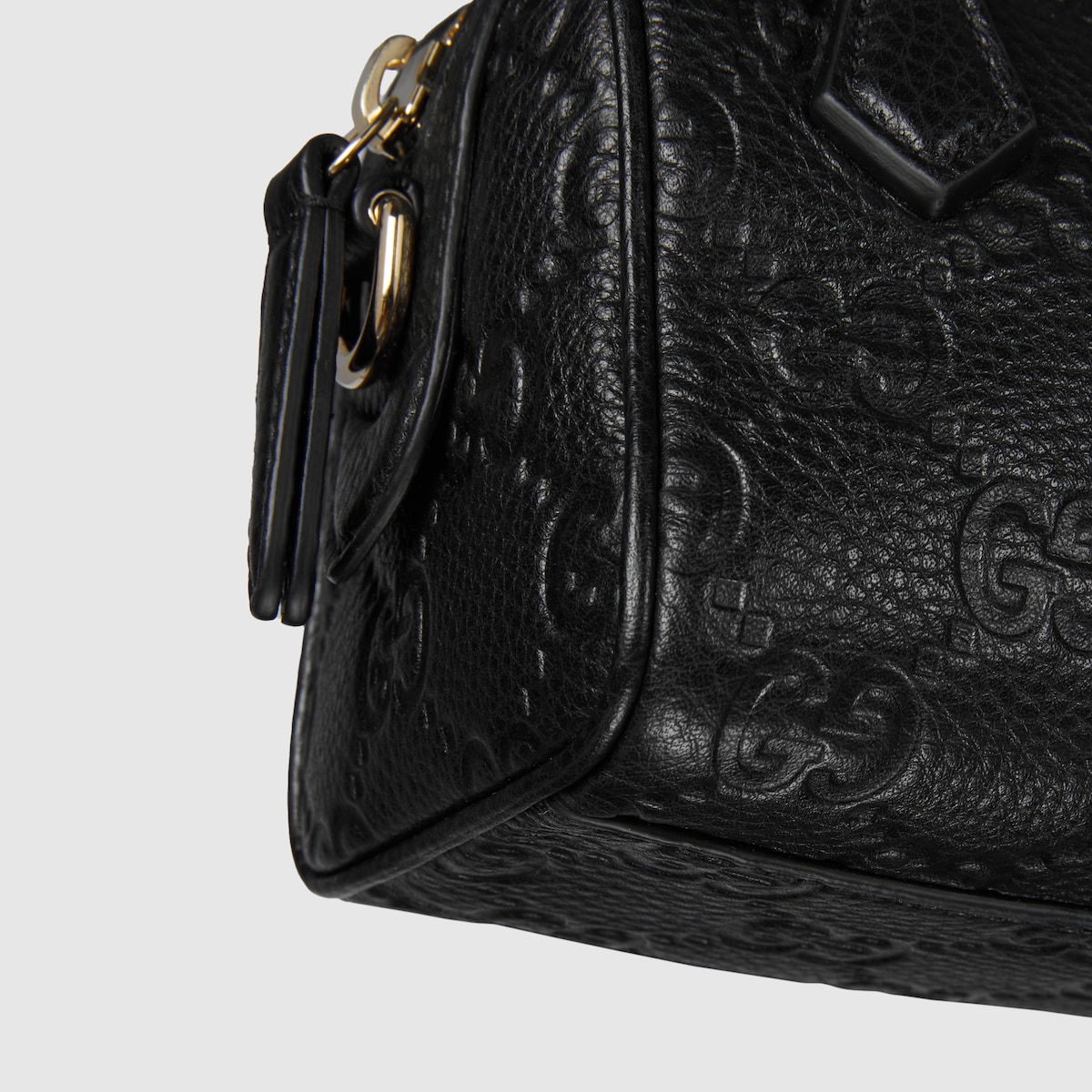 Gucci ブラック レザーボストンバッグ グッチ GUCCI グッチシマ ボストンバッグ GGロゴ レザー
