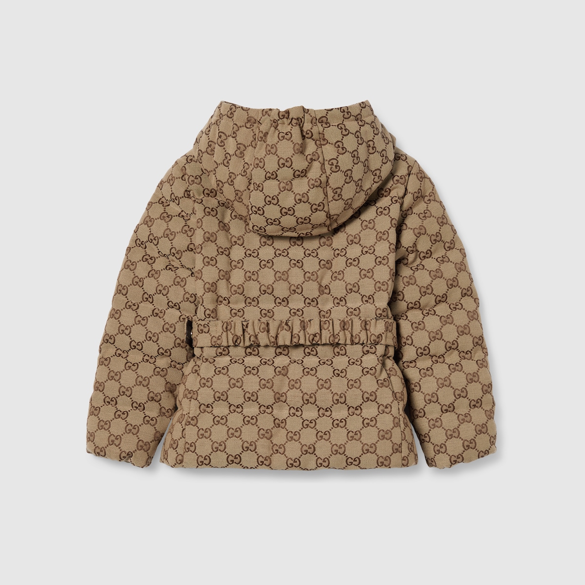 Children's GG canvas padded jacket in camel and dark brown - thumbnail 3