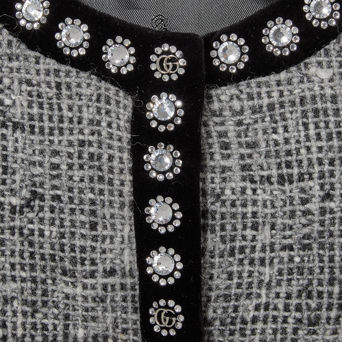 Children's embroidered tweed jacket in grey and black
