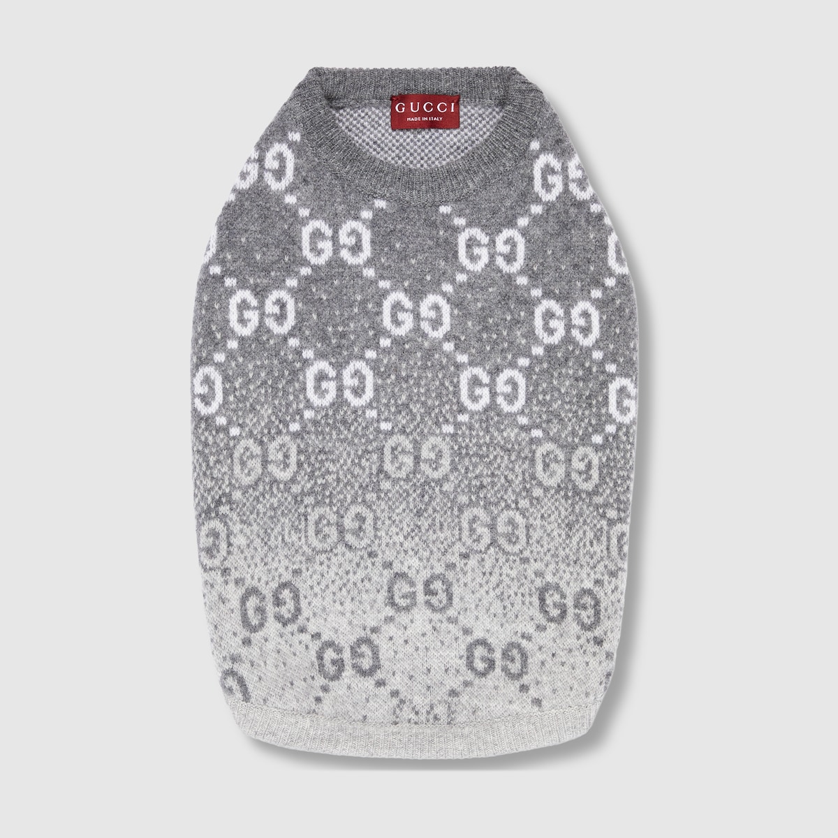 Wool jacquard pet sweater in grey and white | GUCCI® US