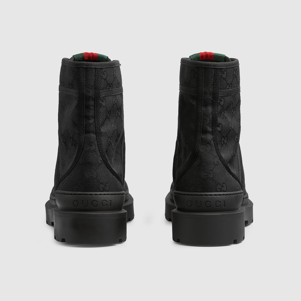 Stivaletto uomo con dettaglio Web in tessuto GG nero GUCCI Italia