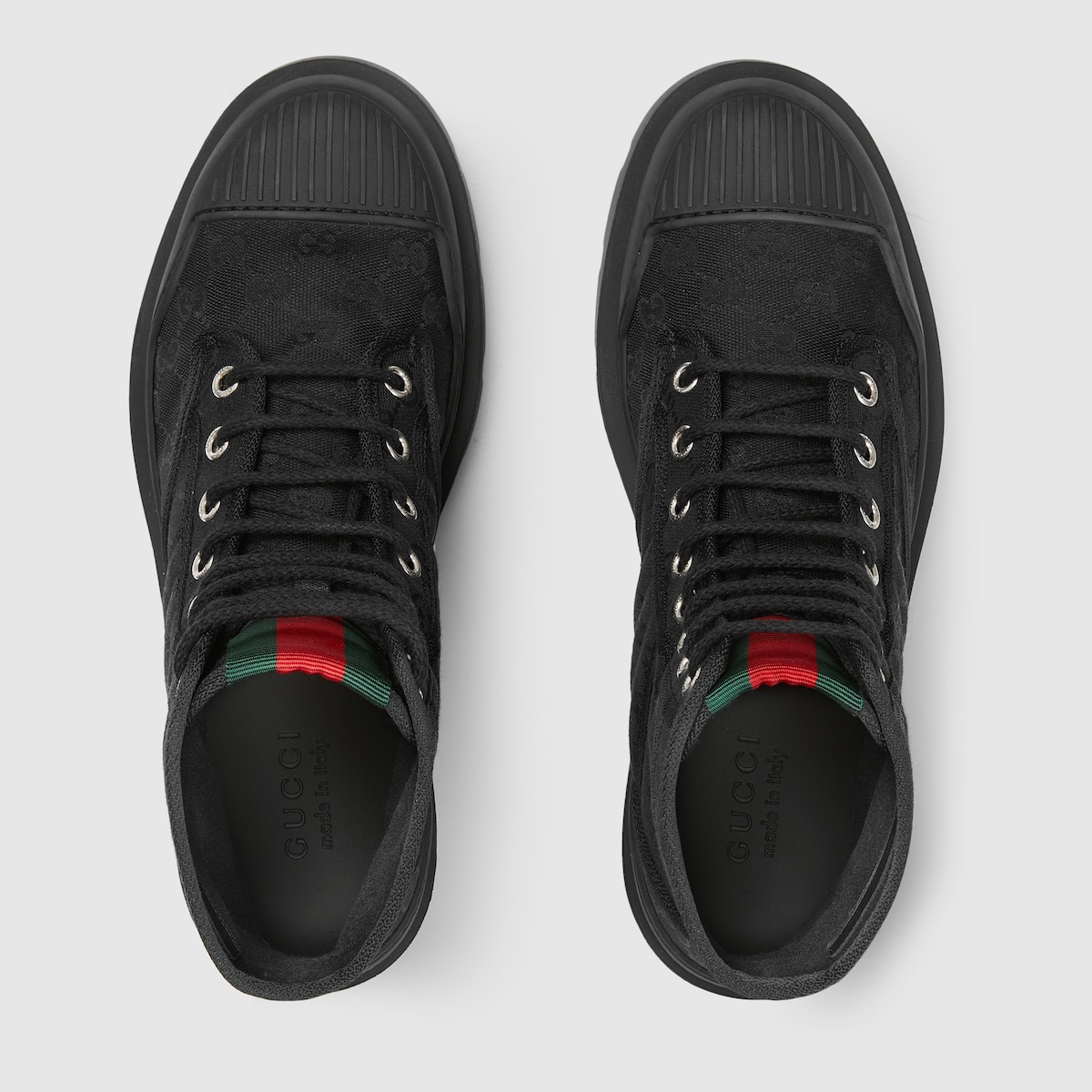 Stivaletto uomo con dettaglio Web in tessuto GG nero GUCCI CH