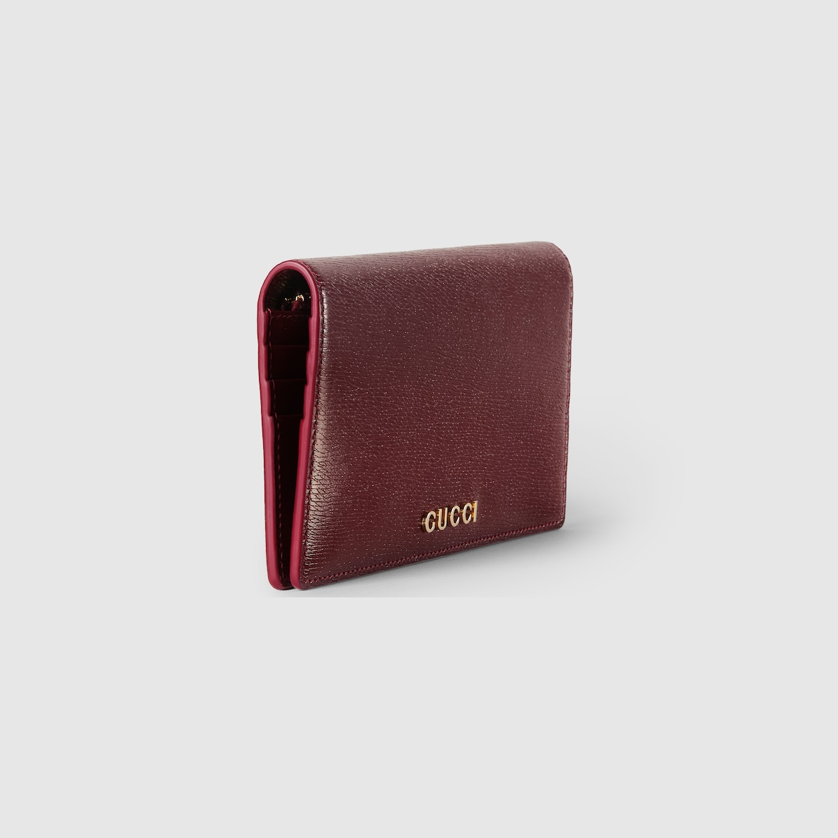 Continental wallet with Gucci script in Rosso Ancora red