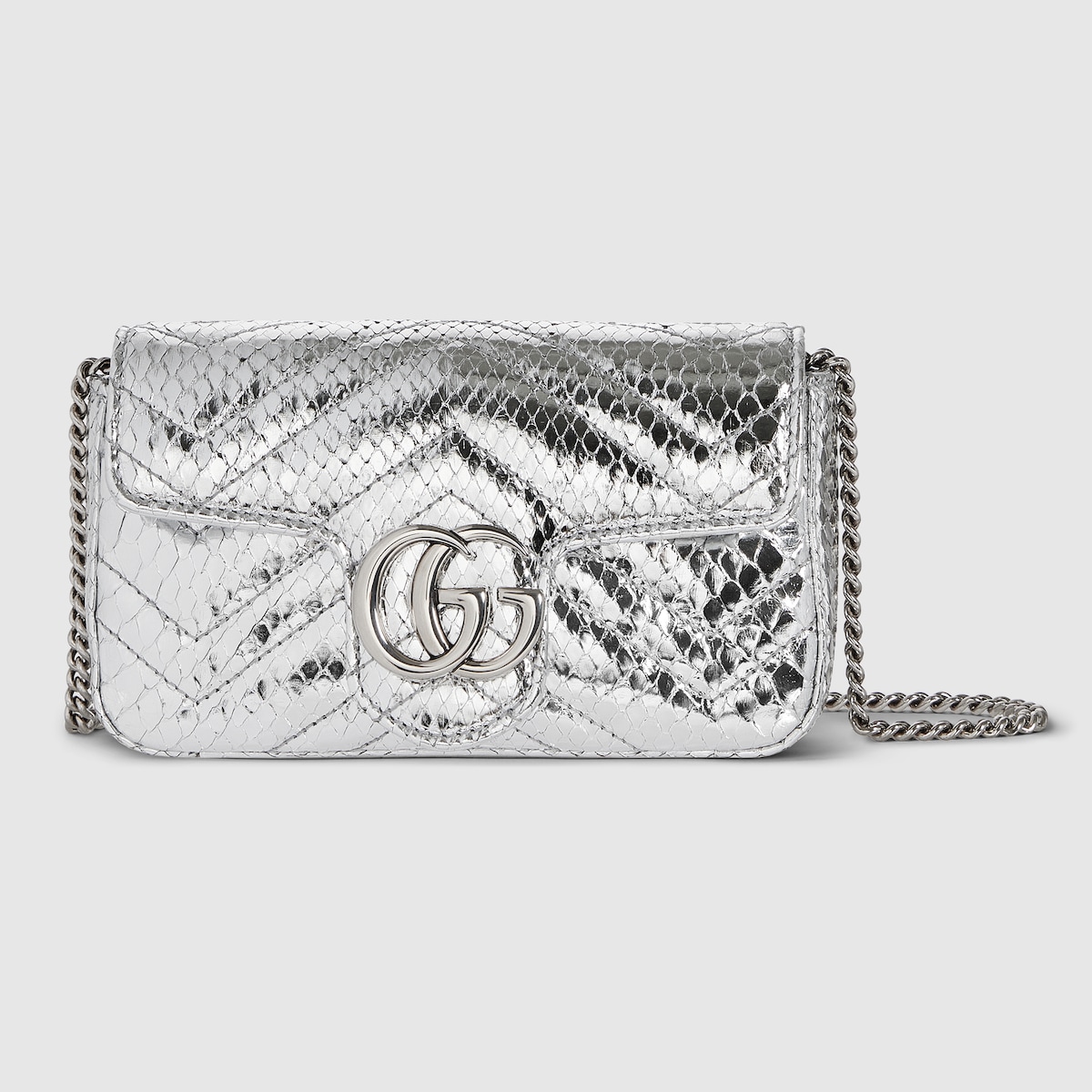 財布・小物その他 GUCCI Grey Leather Mini Gg Marmont Crossbody Bag GG Marmont mini top handle bag in light grey leather | GUCCI® US