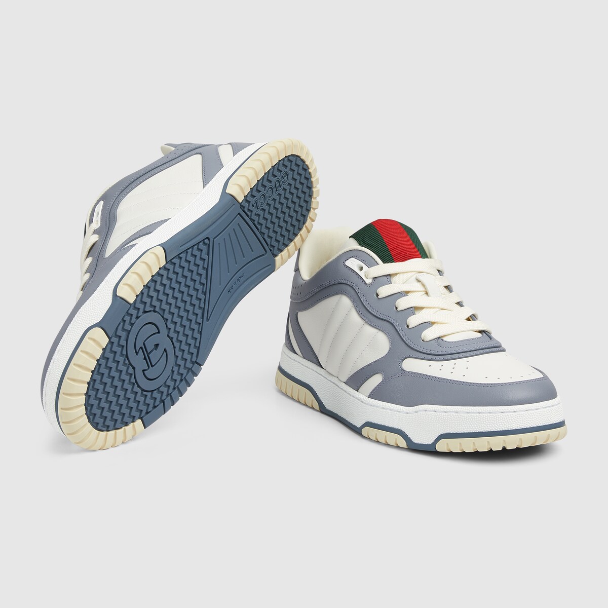 Men's Gucci Re-Web sneaker in white and grey leather | GUCCI® US Men's Gucci Re-Web sneaker in white and grey leather | GUCCI® US