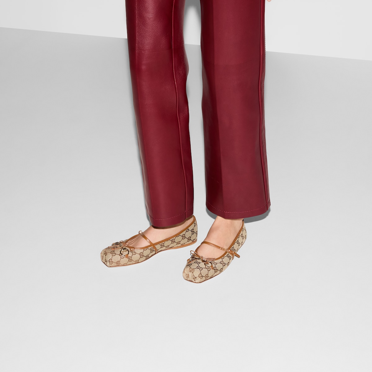 バレエシューズ GUCCI smooth leather ballerinas with python leather detail a collaboration we did with Gucci - Beige Ballet flats in