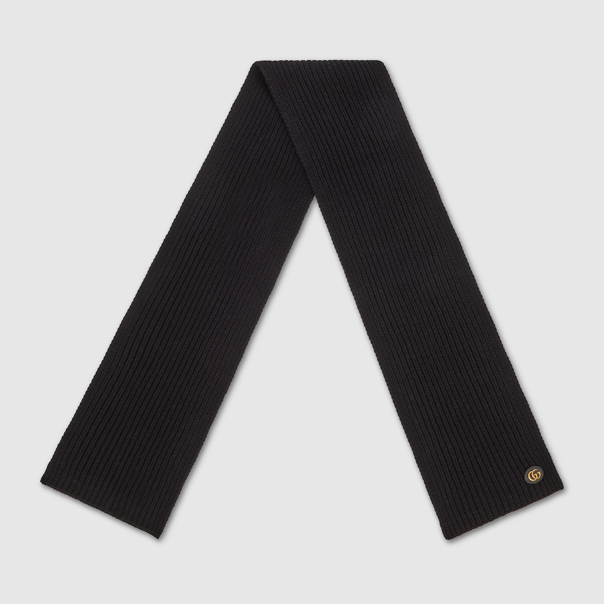 新品未使用 GUCCI ダブルG ウールスカーフ ダブルG付き ウールカシミア スカーフ ・ブラック | GUCCI公式
