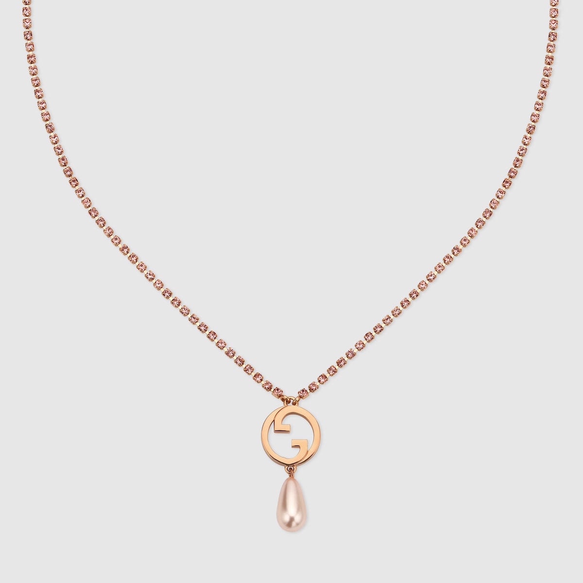 グッチ ブロンディ〕クリスタル ネックレス ・ローズゴールドトーン