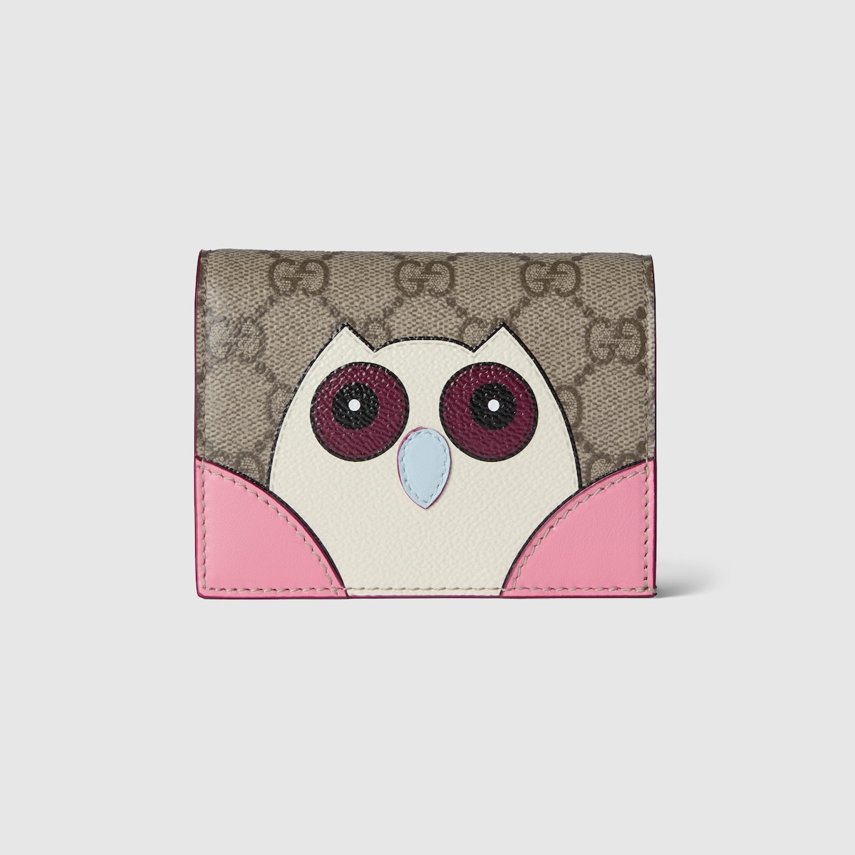 【GUCCI】MINI WALLET(655M)GG LION◆466492DTDHV NEW GUCCI JUNIOR Lion GG EYES Leather Appliqué Brown